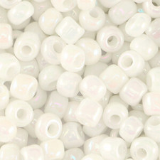 Glass seed beads 6/0 (4mm) White AB